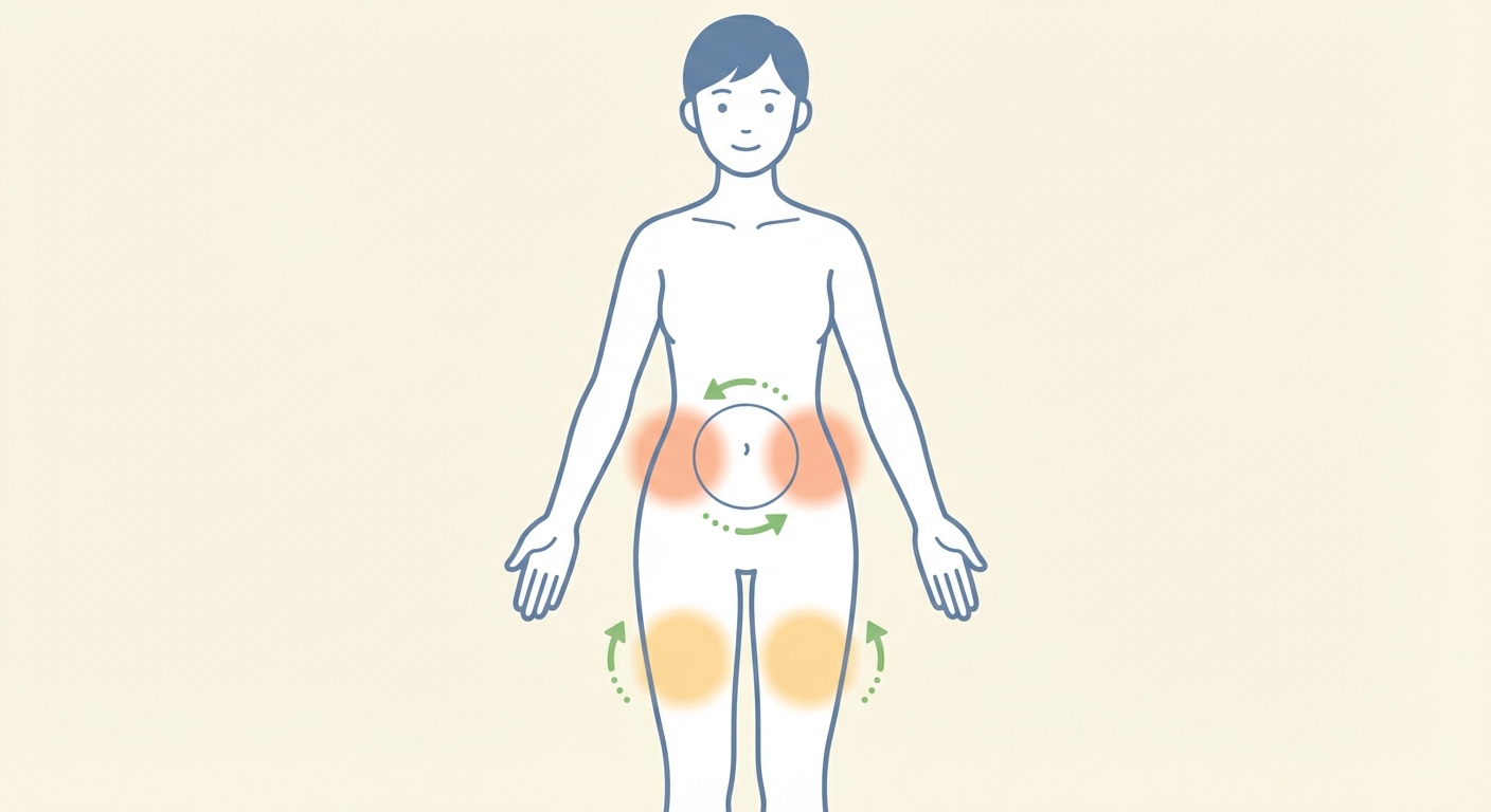 Self-injection sites — abdomen and thigh